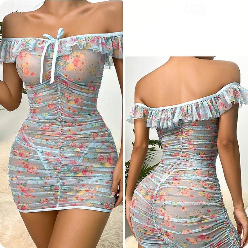 Women's Backless Sexy Erotic Sexy Lingerie Sexy Bodies Nightwear - POLY Graphic Sexy Lingerie Set Home Outfits4