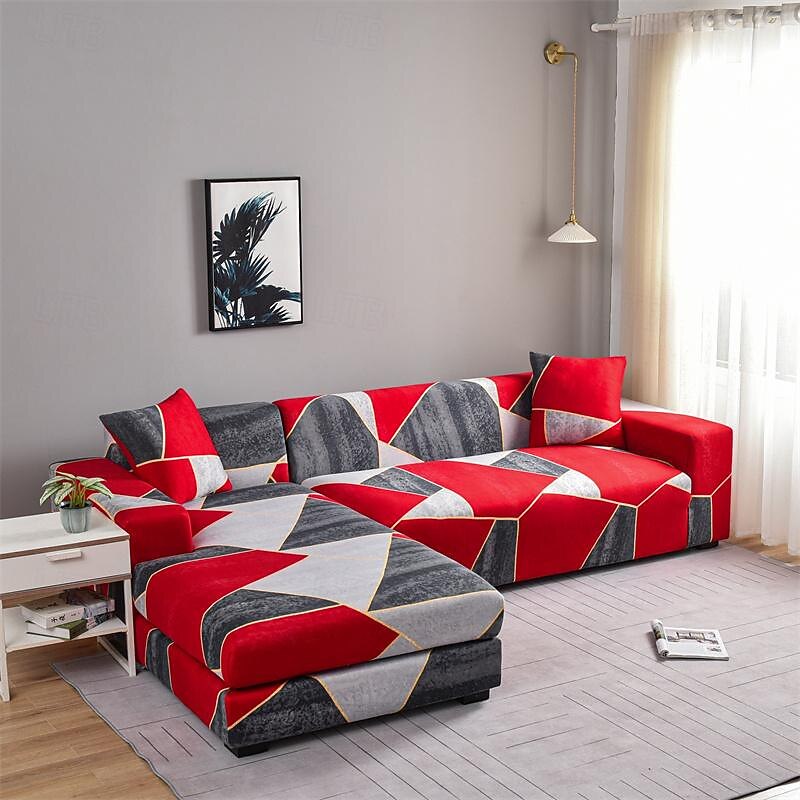 Geometric Printed Sofa Cover Stretch Slipcovers Soft Durable Couch Cover 1 Piece Spandex Fabric Washable Furniture Protector fit Armchair Seat/Loveseat/Sofa/XL Sofa/L Shape Sofa 14