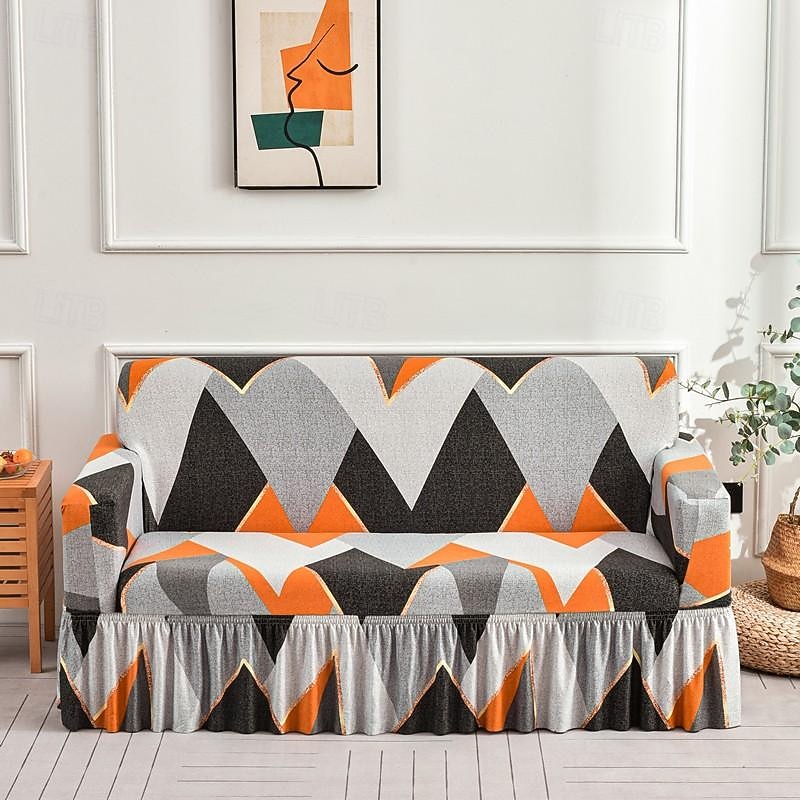 Floral Printed Sofa Cover Stretch Slipcovers with Skirt,Soft Durable Couch Cover 1 Piece Spandex Fabric Washable Furniture Protector fit Armchair Seat/Loveseat/Sofa/XL Sofa/L Shape Sofa 11
