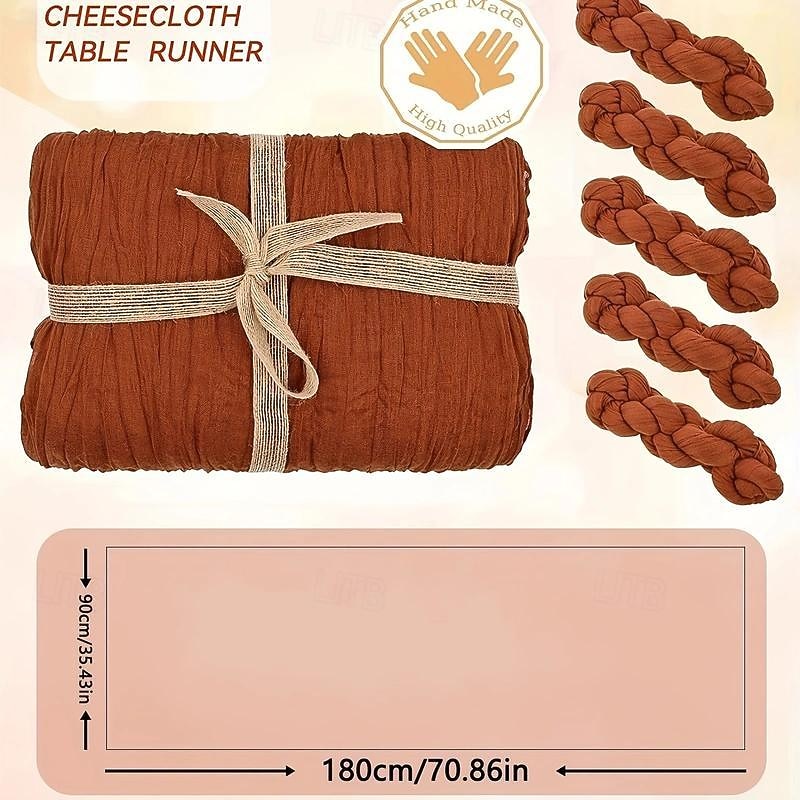 Boho Cheesecloth Table Runner Long Gauze Romantic Table Runner for Weddings, Bridal Showers, Baby Showers, Thanksgiving, Birthdays, Dining Room, Dresser, Fathers Day, Teachers Day, Home Decor2