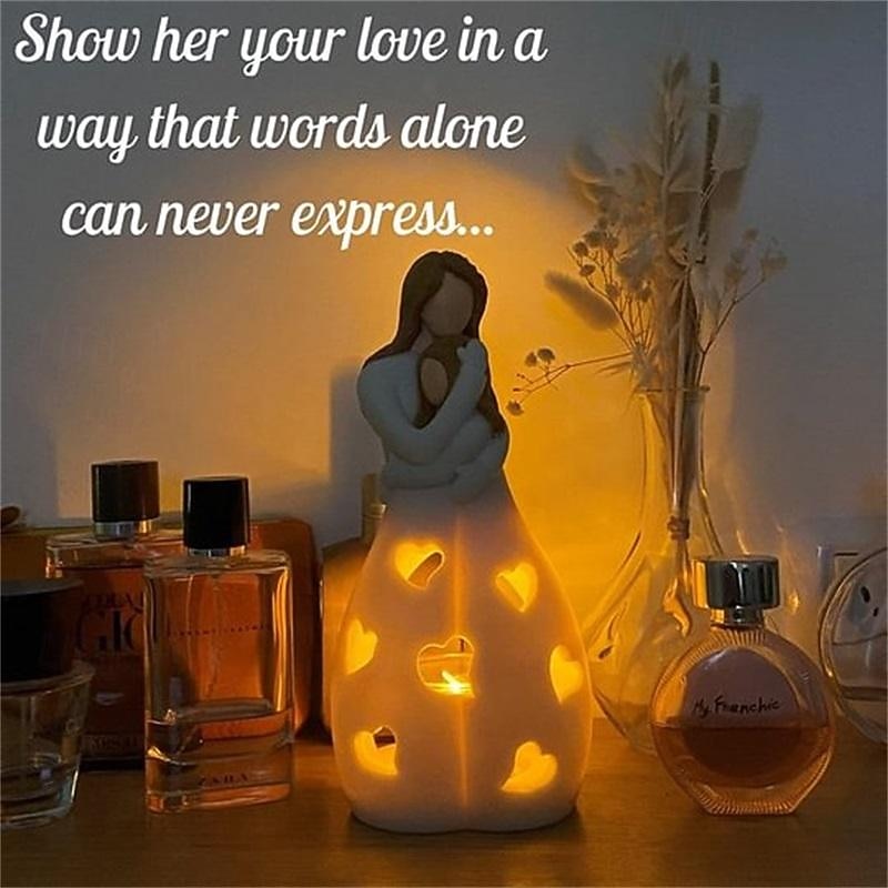 Women's Day Gifts Gifts for Mom from Daughter - Candle Holder Statue W/Flickering Led Candle Mother's Day Gifts for MoM4