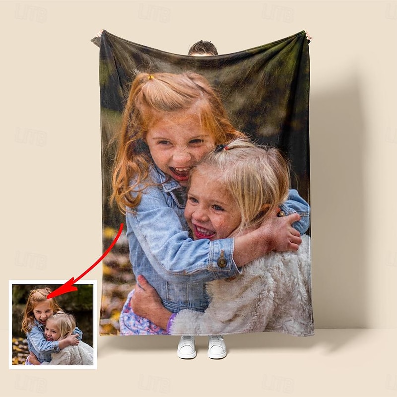 Custom Blanket with Picture Text, Personalized 1 Photo Blanket, HD Printing Customized Flannel Throw Blanket Gifts for Mom Dad Couple Girlfriend Boyfriend Wife Husband Gift2