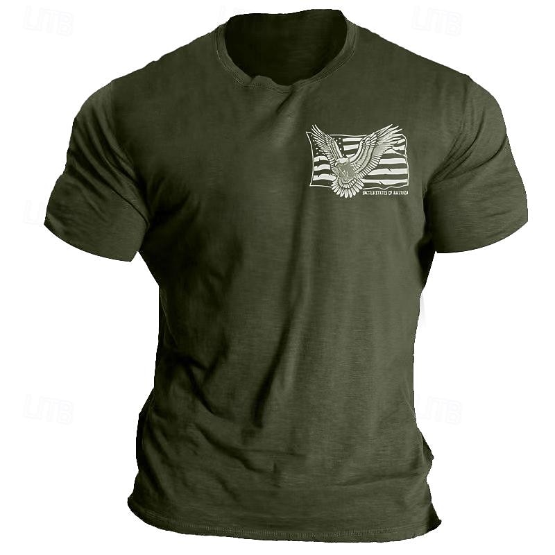 Veterans Day Men's Patriot Patriotic Veteran Eagle American Flag T shirt Graphic Tee Cotton Short Sleeve Graphic Shirt Black Blue Light Grey Comfortable Tee Daily Wear Vacation Fashion Designer4