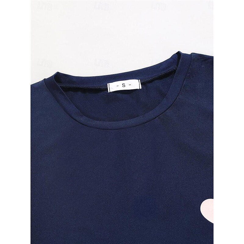 Women's Pajamas Sets Heart Grid / Plaid Fashion Comfort Home Daily Bed Breathable Crew Neck Short Sleeve T shirt Tee Shorts Elastic Waist Summer Spring Home Outfits2