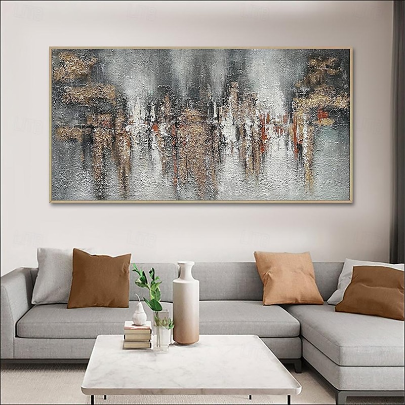Handmade Oil Painting Canvas Wall Art Decoration Modern Abstract Grey Texture for Home Decor Rolled Frameless Unstretched Painting