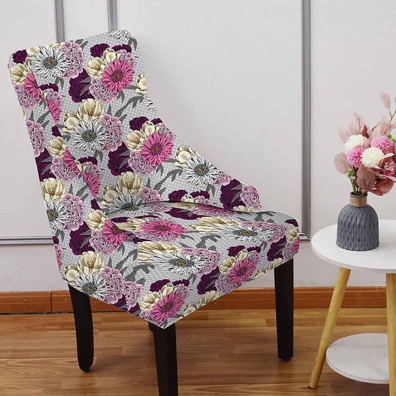 Stretch Wingback Chair Cover Slipcover Floral Printed,Reusable Arm Chair Protector Cover for Dining Room Banquet Home Decor Spandex Fabric Machine Washable Hand Washable 9