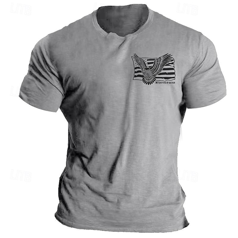 Veterans Day Men's Patriot Patriotic Veteran Eagle American Flag T shirt Graphic Tee Cotton Short Sleeve Graphic Shirt Black Blue Light Grey Comfortable Tee Daily Wear Vacation Fashion Designer