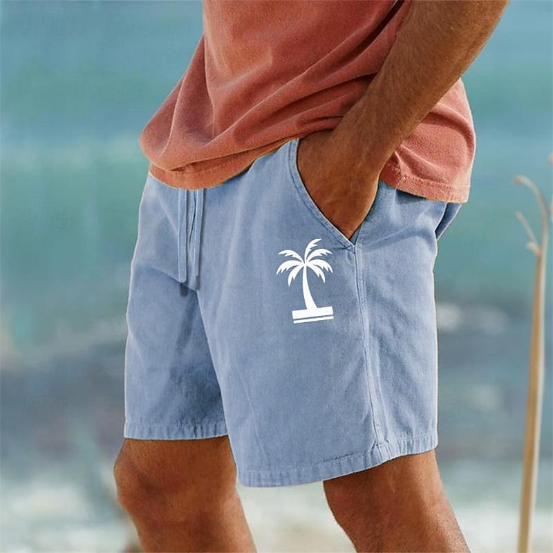 Men's Coconut Tree Shorts Summer Shorts Beach Shorts Mid Waist Hawaiian Casual Outdoor Holiday Going out Drawstring Elastic Waist Print Designer Clothing Apparel