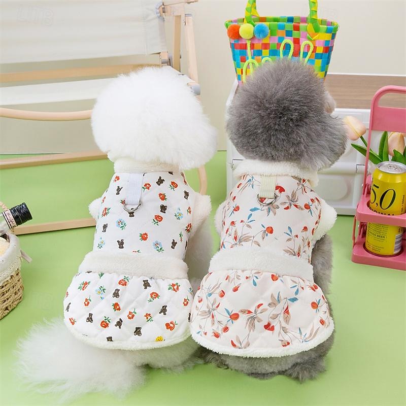 Dog Cat Dress Elegant Cute Winter Breathable Soft Washable Comfortable Thick Dailywear Casual Daily Birthday Weekend Walking Dog Clothing for Cat Dog Husky Labrador Alaskan Malamute