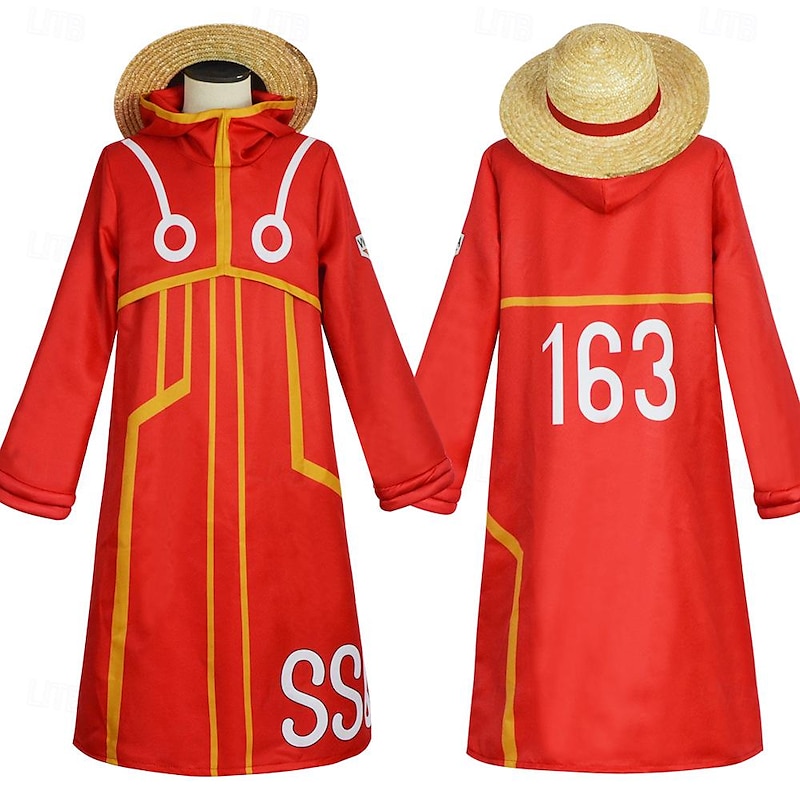 Pirate Luffy Anime Cosplay Costume Outfits Cosplay Suits Halloween Carnival Masquerade Coat Gloves Hat For Men's Boys' Kid's Adults'