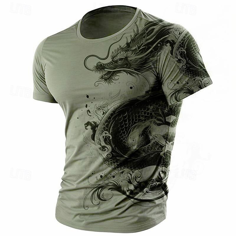 Men's Graphic Animal Dragon T Shirt Short Sleeve T shirt 3D Print Crew Neck Shirt Retro Vintage Casual Subculture Sports Outdoor Holiday Going out White Purple Brown Spring & Summer Clothing Apparel2