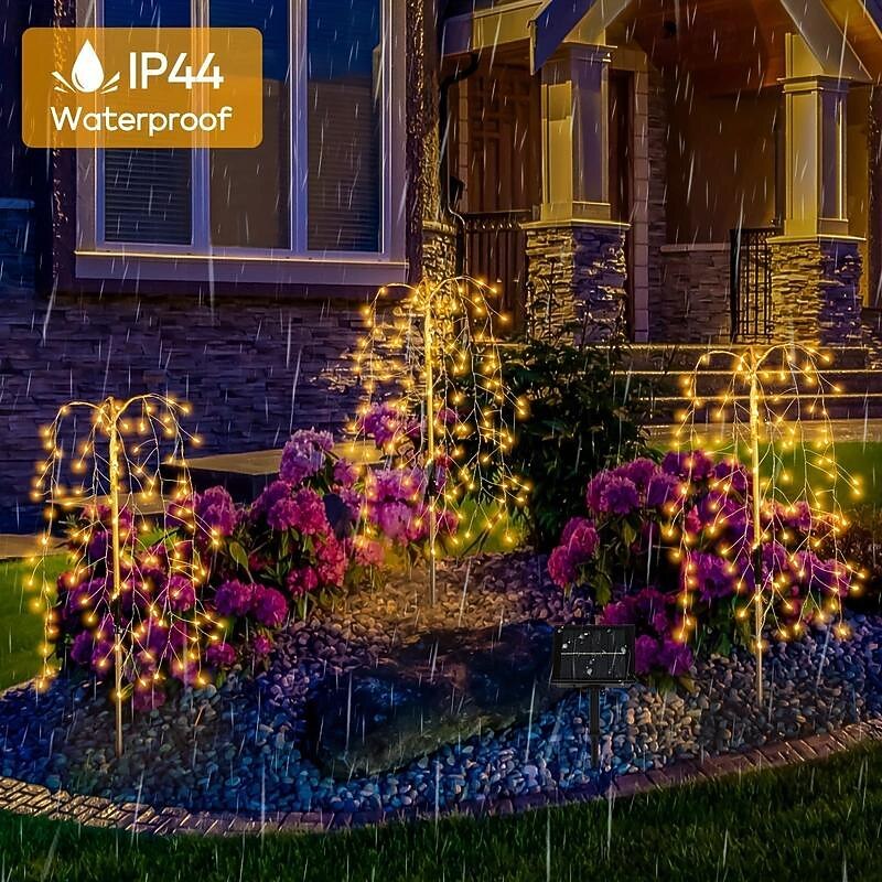 Solar Pathway Lawn Light Outdoor Waterproof IP65 - 3 Copper Wire String Lights, 300 LED, 3 Lighting Modes for Garden, Courtyard, Path, Terrace2