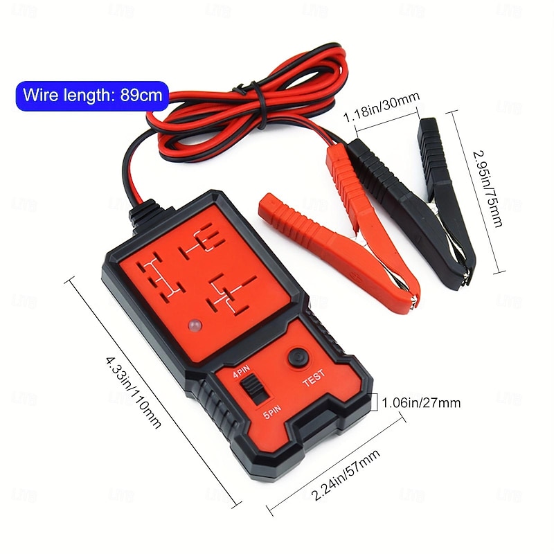 Auto Car Automotive Relay Tester For 12V 4 / 5 Pin With Battery Clips Car Electronic Relay Tester Battery Checker4