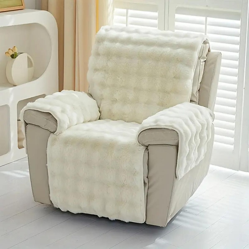 Soft Plush Sofa Cover Recliner Covers Thick Shaggy Fuzzy Sectional Couch Cover 4 Pcs Set,Non-Slip Sofa Slipcover Furniture Protector for Kids, Pets 9