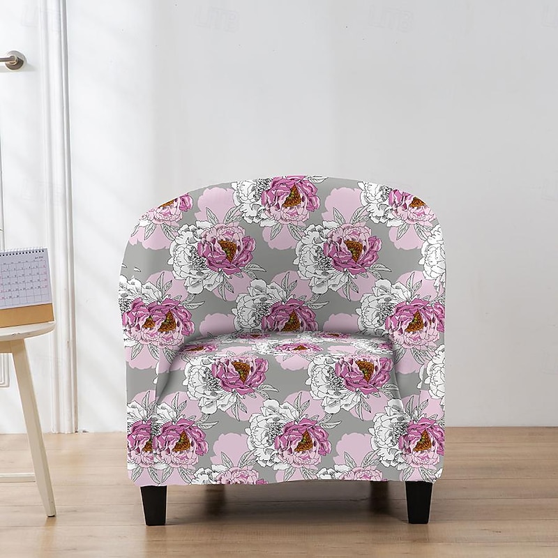 Club Chair Slipcover Barrel Chair Slipcover Tub Chair Cover Stretch Armchair Covers Sofa Cover Furniture Protector for Living Room Floral Printed4