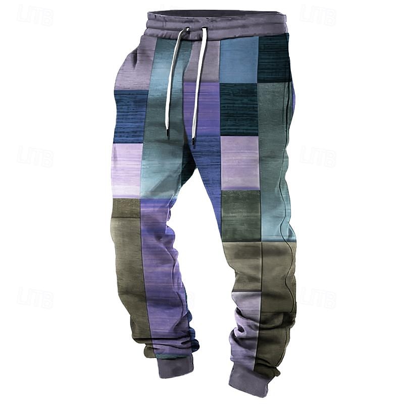 Color Block Men's Casual 3D Printed Sweatpants Elastic Waist Drawstring Jogger Pant Outdoor Street Style Daily Wear S TO 3XL4