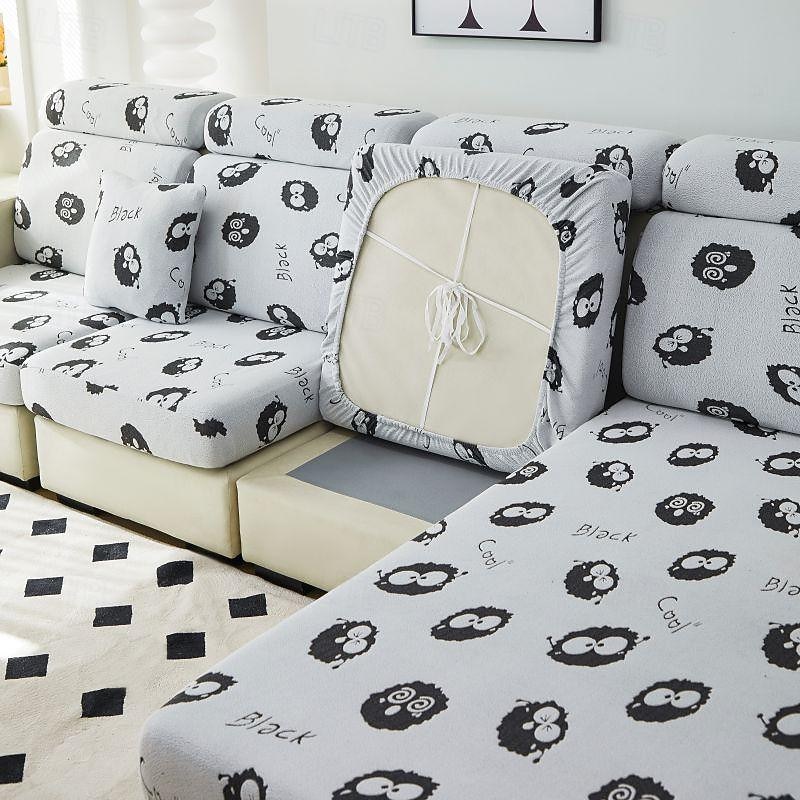 Magic Sofa Cover Stretch Velvet Sofa Seat Couch Cushion Slipcovers, Anti-Slip Furniture Protector for Sectional 1/2/3/4 Seat Cover,L Shape Sofa Covers, Chaise Lounge Sofa Slipcover4