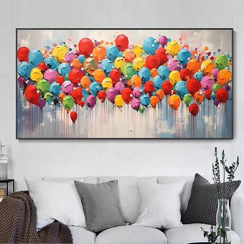 100% Handmade Modern Abstract Color Balloon Oil Painting On Canvas Home Decor For Living Room As Gift No Frame
