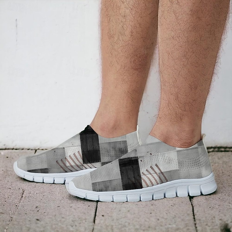 Men's Sneakers Loafers & Slip-Ons Casual Shoes Print Shoes Flyknit Shoes Running Fitness & Cross Training Shoes Walking Sporty Casual Athletic Daily Knit Breathable Massage Comfortable Blue Purple3