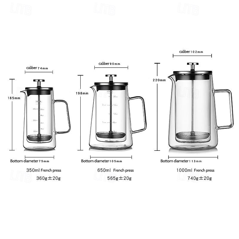 French Press Coffee & Black Tea Maker with Double-Wall Insulated Borosilicate Glass, Superior Filtration System, 304 Stainless Steel Plunger, Easy to Clean4