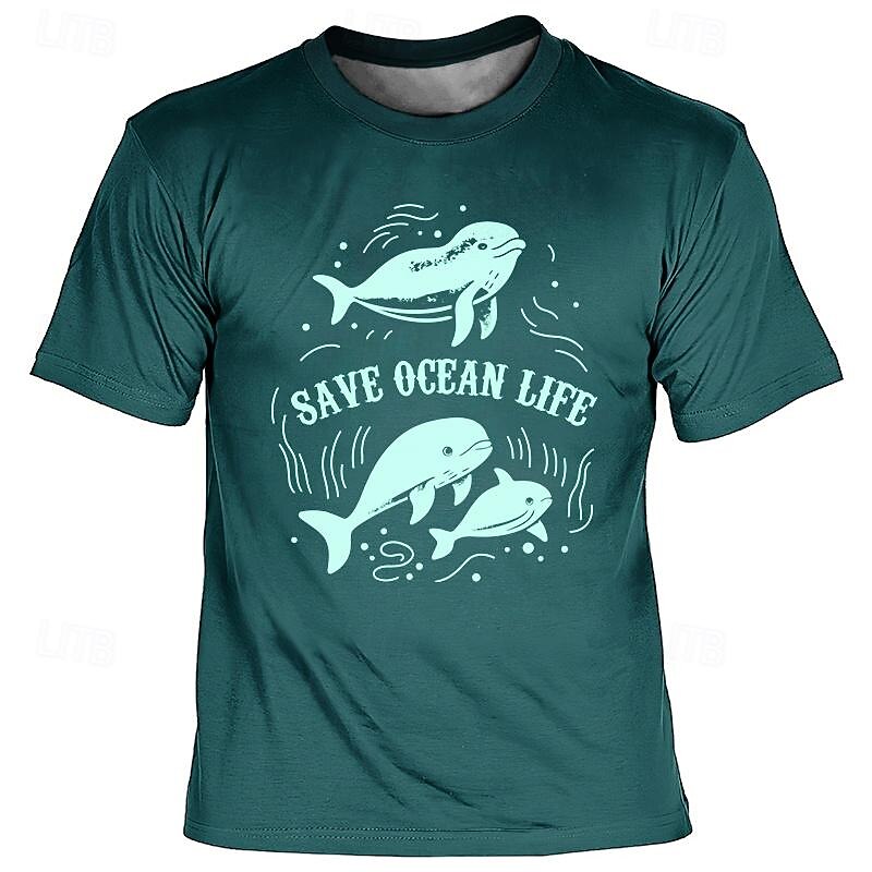 Men's Graphic Animal Dolphin T Shirt Short Sleeve T shirt 3D Print Crew Neck Shirt Vacation Daily Casual Sports Outdoor Holiday Going out Black Blue Brown Spring & Summer Clothing Apparel S M L XL3