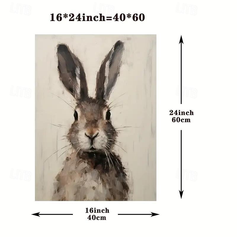 Framed Art Canvas Print Poster Rabbit Animals Illustrations Canvas Wall Art Artwork Wall Painting for Bathroom Bedroom Office Living Room Wall Decor Easter Home Decoration3