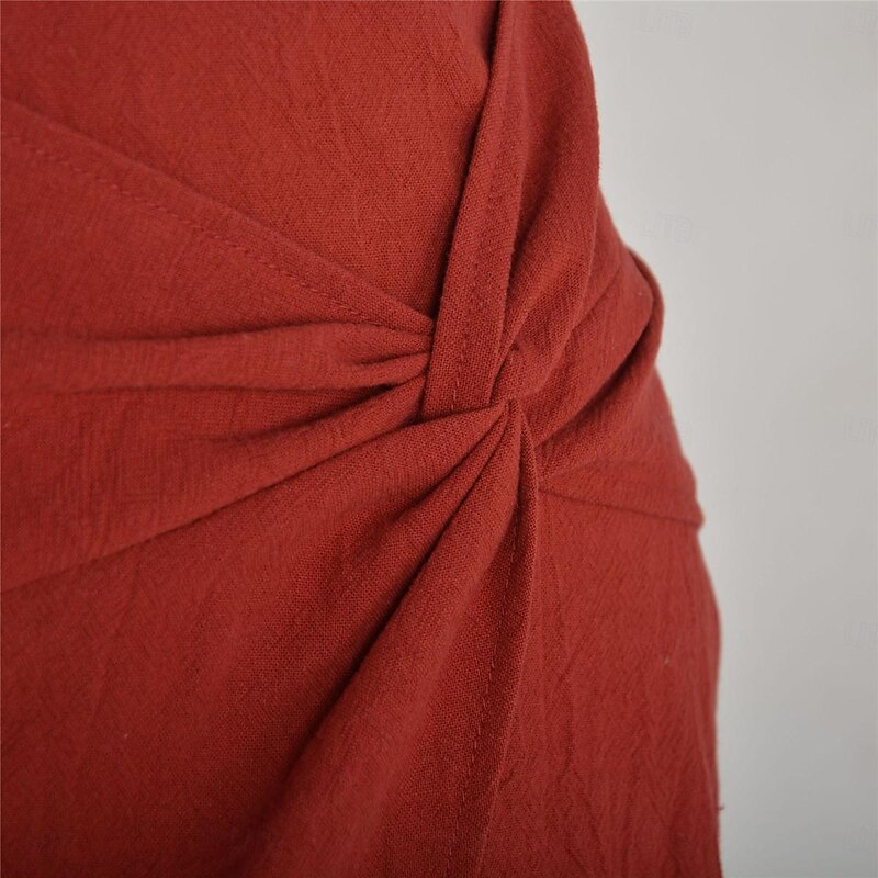 Women's Skirt Linen Skirts Basic Casual Mini High Waist Skirts Solid Colored Split Ends Casual Daily Weekend Wine Black Army Green Apricot Summer Cotton And Linen2