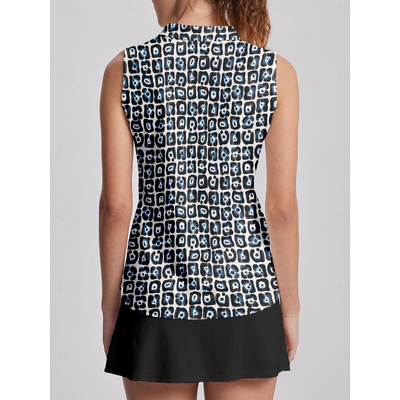 Women's Golf Polo Shirt Black Sleeveless Top Floral Ladies Golf Attire Clothes Outfits Wear Apparel2