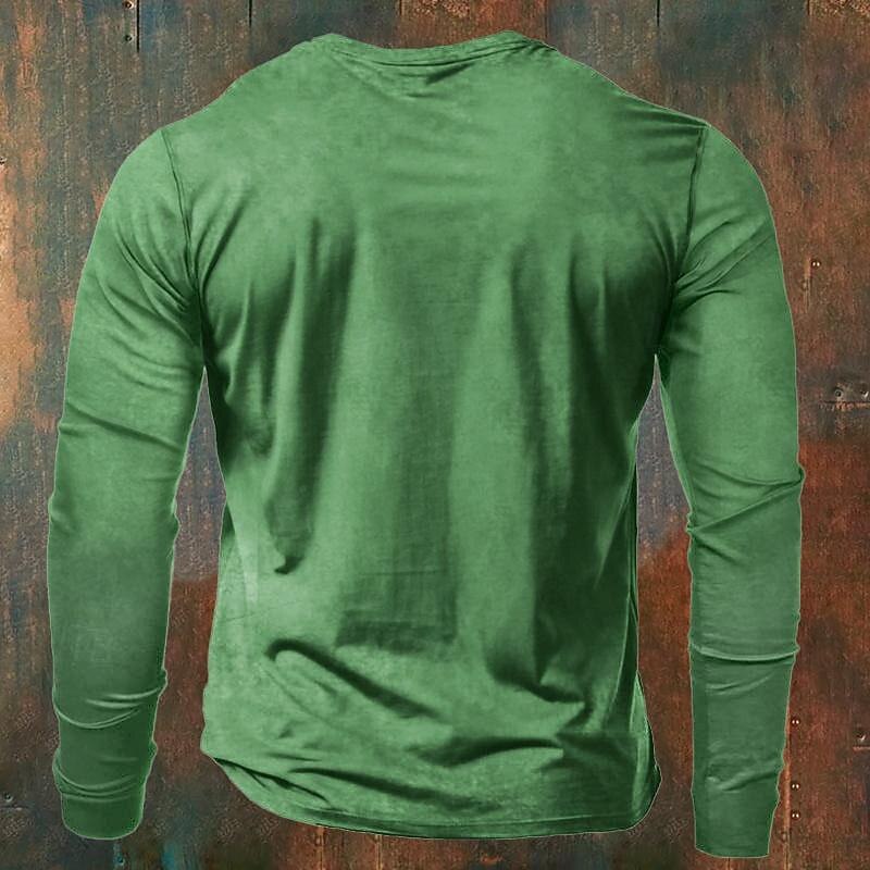 St Patrick St Paddys Shamrock Men's Fashion Casual 3D Print T Shirt Tee Henley Shirt Holiday Going out St. Patrick T shirt Green Long Sleeve Henley Shirt Spring & Fall Clothing Apparel2