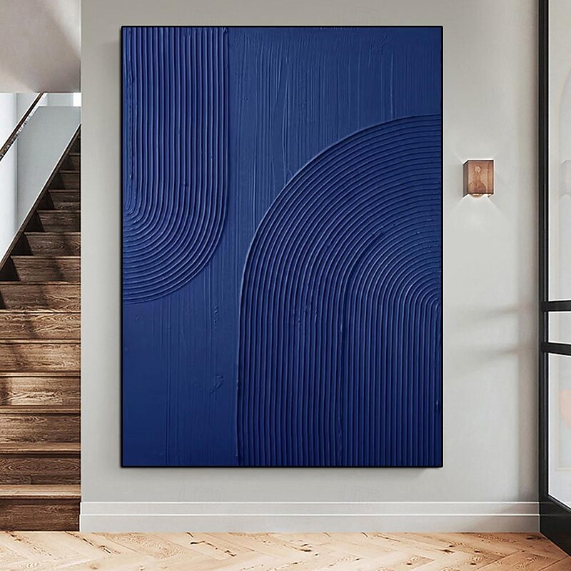 Hand painted  3D Wall Art blue minimalism texture painting handmade blue wall art blue textured oil painting Wall Art painting Large blue abstract knife painting ready to hang or canvas4