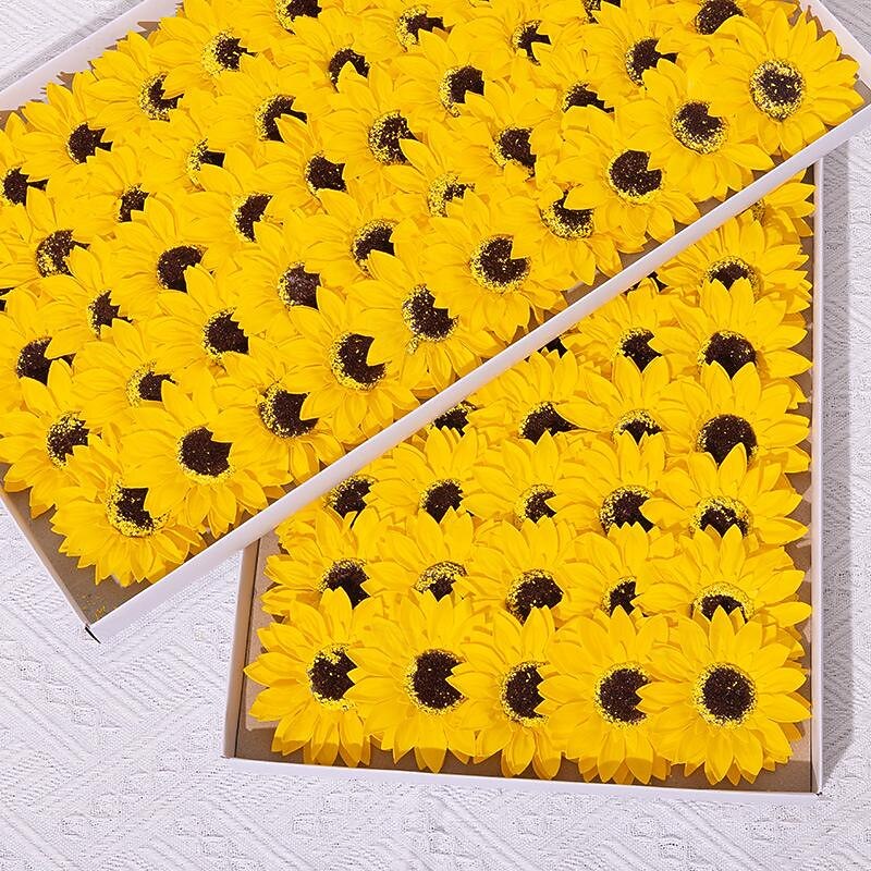 Women's Day Gifts 9 Pcs Sunflower Head Soap Flower Soap Flower Sunflower with Base Simulation Flower Vietnam Valentine's Day Mother's Day Gifts for MoM2