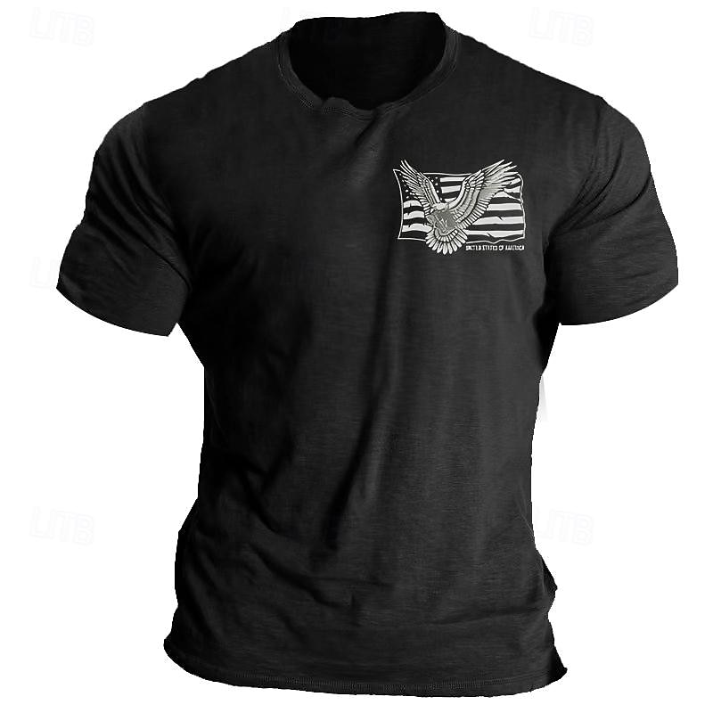 Veterans Day Men's Patriot Patriotic Veteran Eagle American Flag T shirt Graphic Tee Cotton Short Sleeve Graphic Shirt Black Blue Light Grey Comfortable Tee Daily Wear Vacation Fashion Designer3