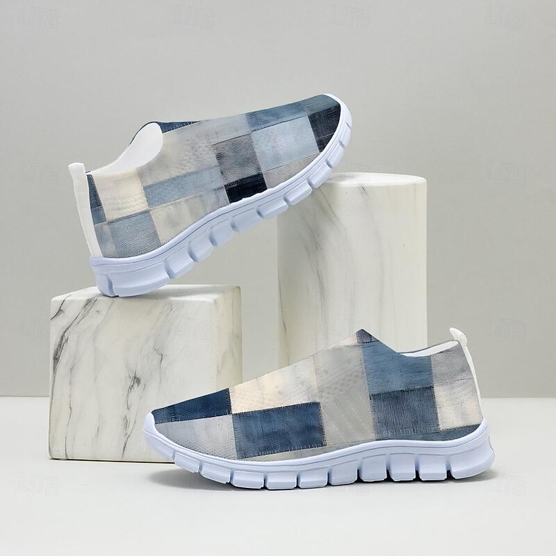 Men's Sneakers Loafers & Slip-Ons Casual Shoes Print Shoes Flyknit Shoes Running Fitness & Cross Training Shoes Walking Sporty Casual Athletic Daily Knit Breathable Massage Comfortable Blue Purple 5