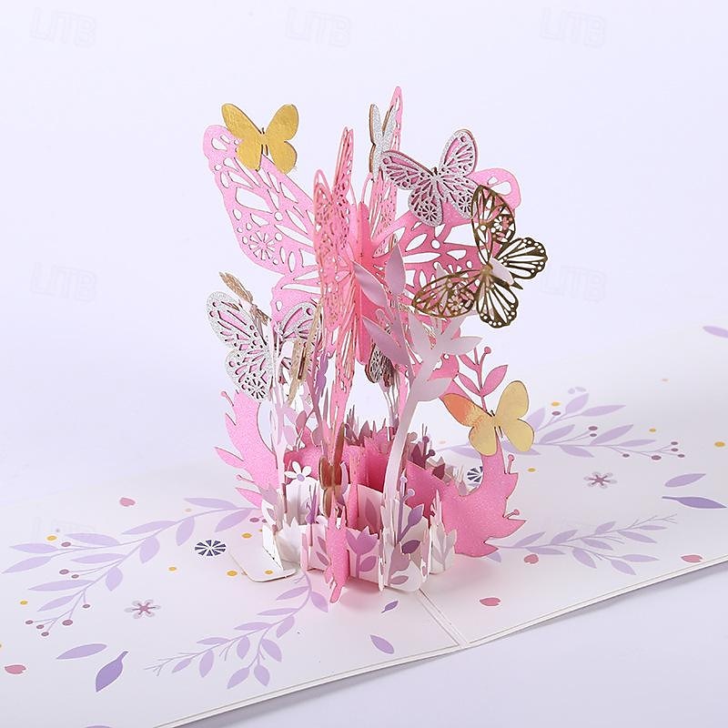 Garden Butterflies 3D Pop Up Greeting Card - Spring & Summer Birthday Card for Wife, Beautiful Butterfly Design, 1pc2