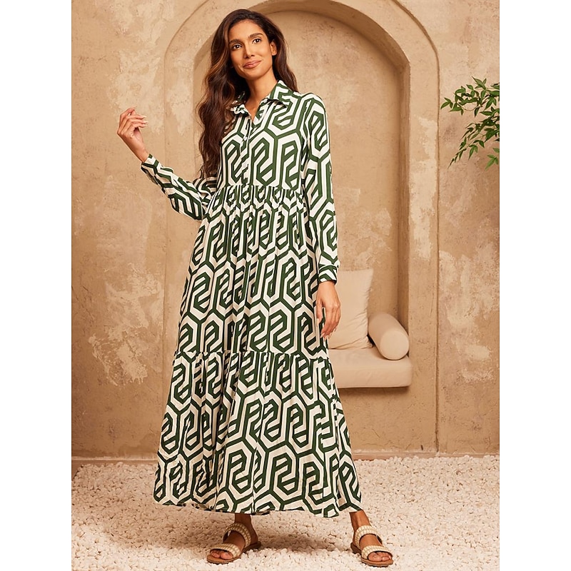 Geometric Print Maxi Dress Resort Wear4