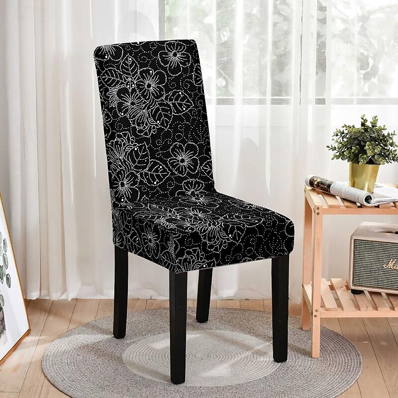 Stretch Spandex Dining Chair Cover 1 Piece, Floral Printed Stretch Chair Protector Cover Seat Slipcover with Elastic Band for Dining Room,Wedding, Ceremony, Banquet,Home Decor4