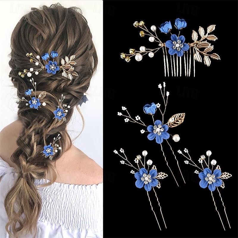 4 Sets Of Colorful Flowers For Bride's Wedding Set, Headwear And Hair Accessories3