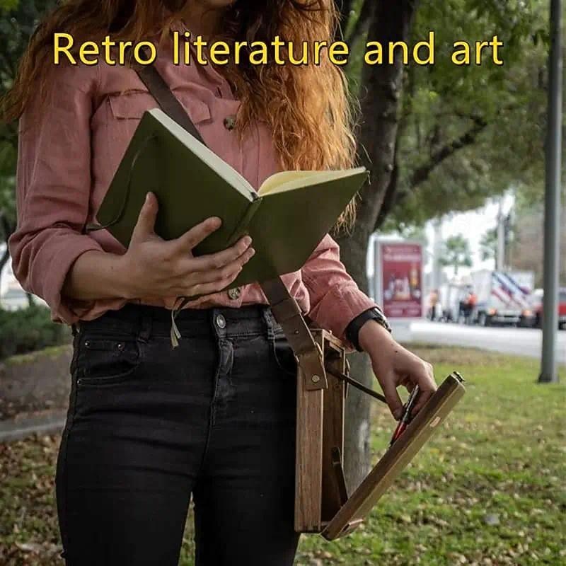 Wooden Handmade Portable Crossbody Postman Bag, Multifunctional Artist Tool Brush Storage Box (Wood Color) Gift4