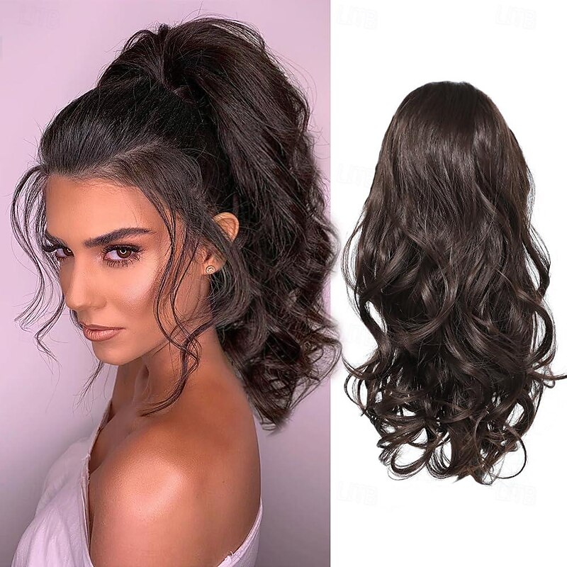 Ponytail Extension Drawstring Ponytail Hair Extensions Short Wavy Fake Pony Tail Synthetic Hair Pieces for Women