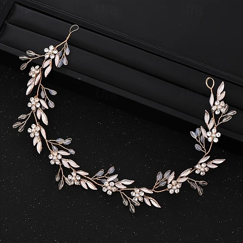 Oil Leaves Water Flower Stamens Handmade Woven Diy Bride s Braided Hair Headband Jewelry2