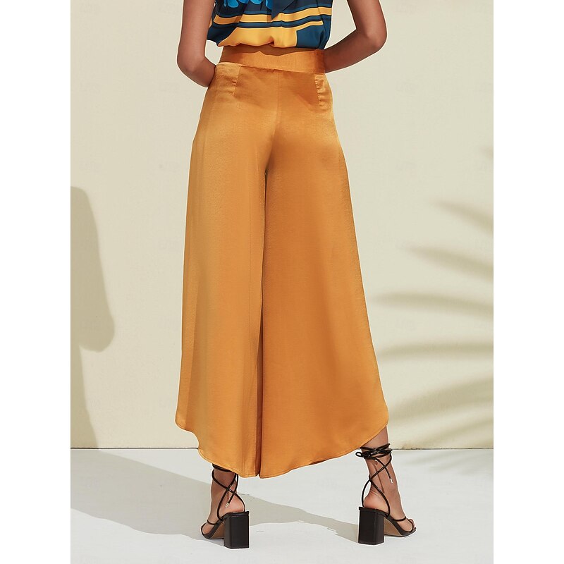 Casual Satin Swing Ruffle High Pants2