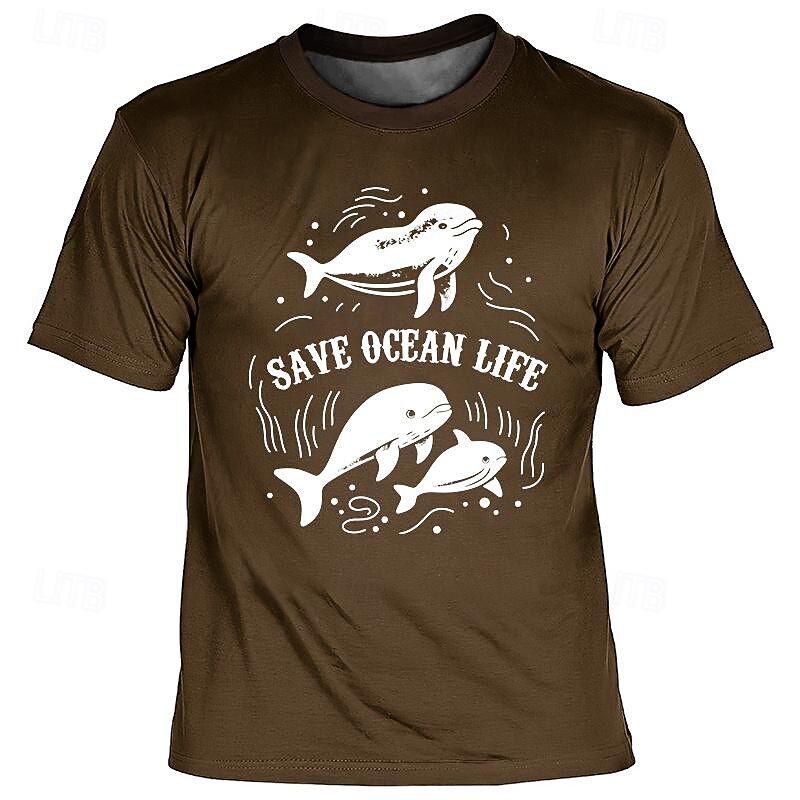 Men's Graphic Animal Dolphin T Shirt Short Sleeve T shirt 3D Print Crew Neck Shirt Vacation Daily Casual Sports Outdoor Holiday Going out Black Blue Brown Spring & Summer Clothing Apparel S M L XL4