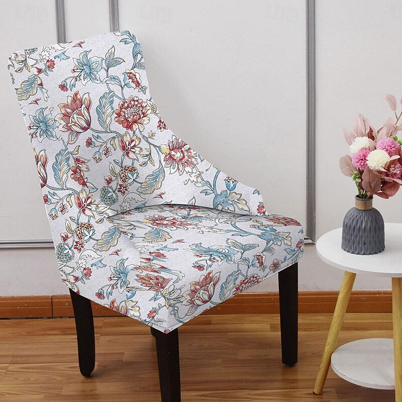 Stretch Wingback Chair Cover Slipcover Floral Printed,Reusable Arm Chair Protector Cover for Dining Room Banquet Home Decor Spandex Fabric Machine Washable Hand Washable 6