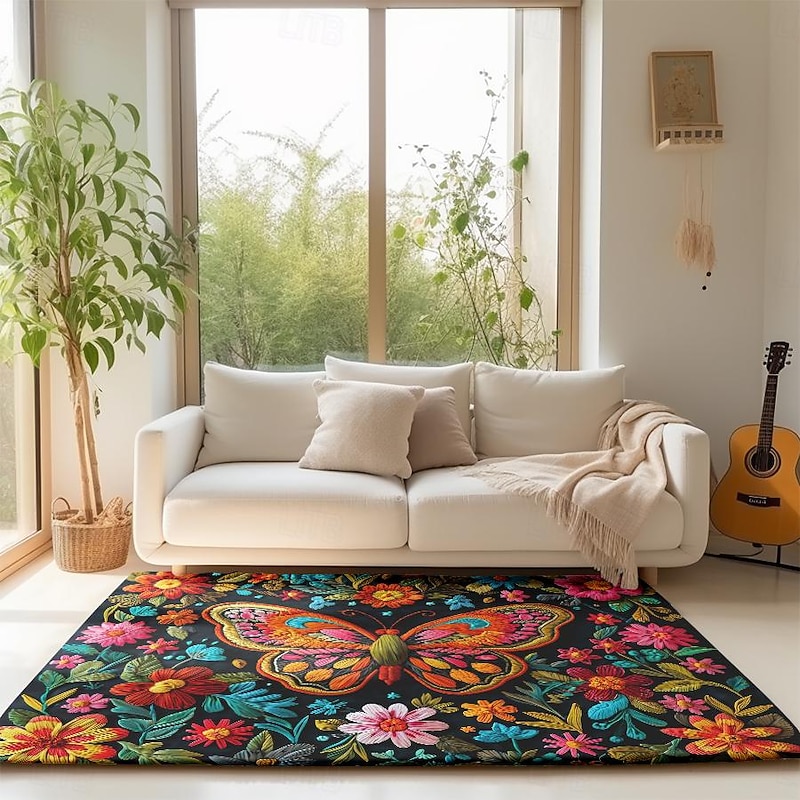 Multicolor Butterfly Area Rug Kitchen Mat Non-Slip Oil Proof Floor Mat Livingroom Rug Indoor Outdoor Mat Bedroom Decor Bathroom Mat Entrance Rug Door Mat2