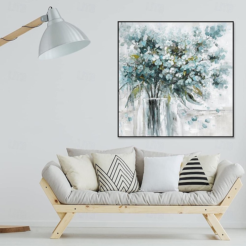 Handmade Oil Painting Canvas Wall Art Decoration Modern Little Fresh Style Flowers Plants Dining Room Square for Home Decor Rolled Frameless Unstretched Painting2