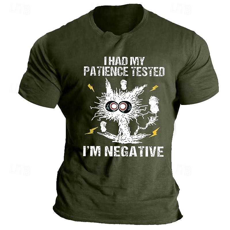 Mens Short Sleeve Graphic T-Shirt - Funny 'I Had My Patience Tested I'm Negative' Pun Tee4