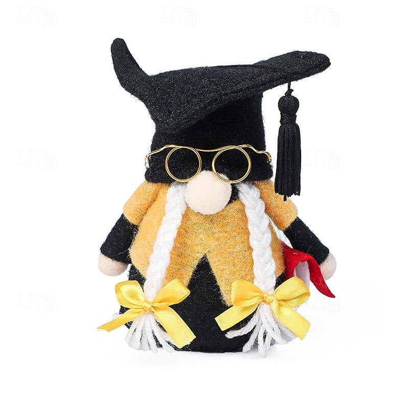 Graduation Gift Gnome Figurine, Cute Faceless Doll with Black Doctoral Cap, Plush Toy, Holiday Gift & Decoration3