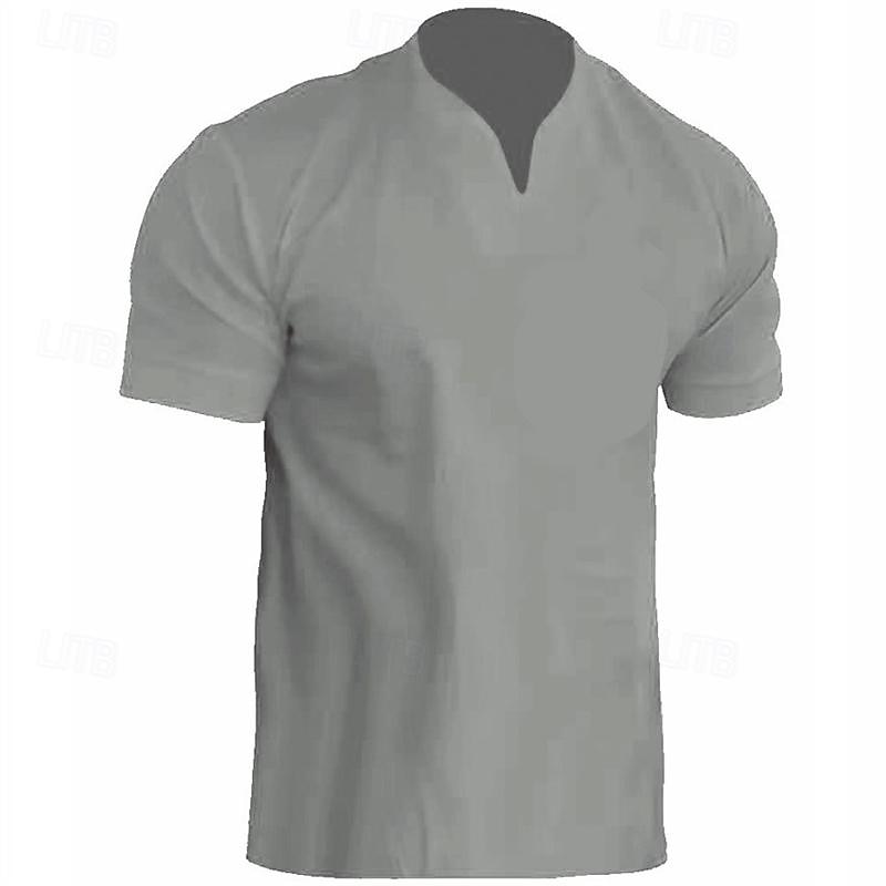 Men's T Shirt Tee Short Sleeve Shirt Tee Top Short Sleeve V Neck Spring &  Fall Plain Fashion Designer Basic Vacation Street Going out Black White Light Grey Top Tee for Men4