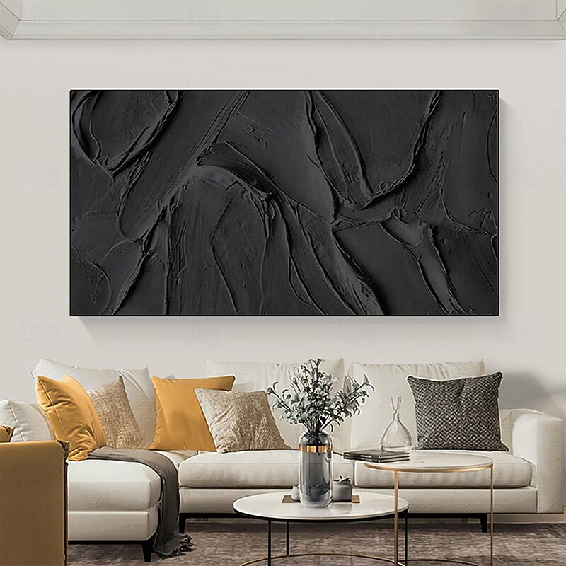 Hand painted  3D Black Abstract Painting handmade Black 3D Textured Painting Black 3D Minimalist Painting Large Black Abstract Painting Black abstract artwork wall art canvas4