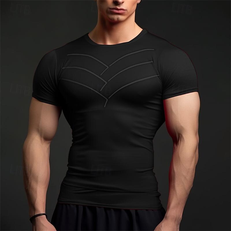 Men's T Shirt Gym Shirt Sports T-Shirt Crew Neck Short Sleeve Vacation Sports & Outdoor Casual Daily Gym Quick dry Breathable Plain Black Red Activewear Polyester Fashion Basic4